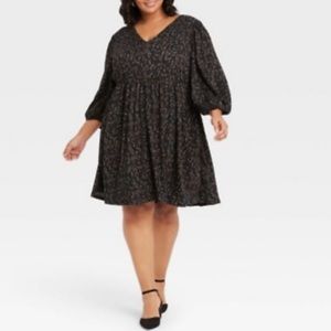 (4X)- Ava & Viv Long Sleeve Knit Babydoll Dress